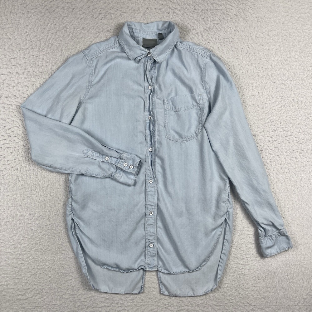 Athleta‎ Shirt Womens XXS Blue Bootjack Chambray Casual Career Traveler Ladies